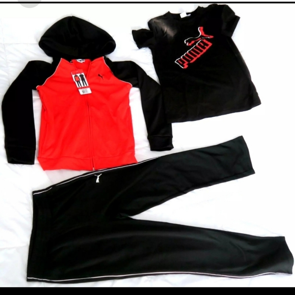 Puma Boys 3-Piece Tech Fleece Hoodie, Tee & Jogger Set nwt